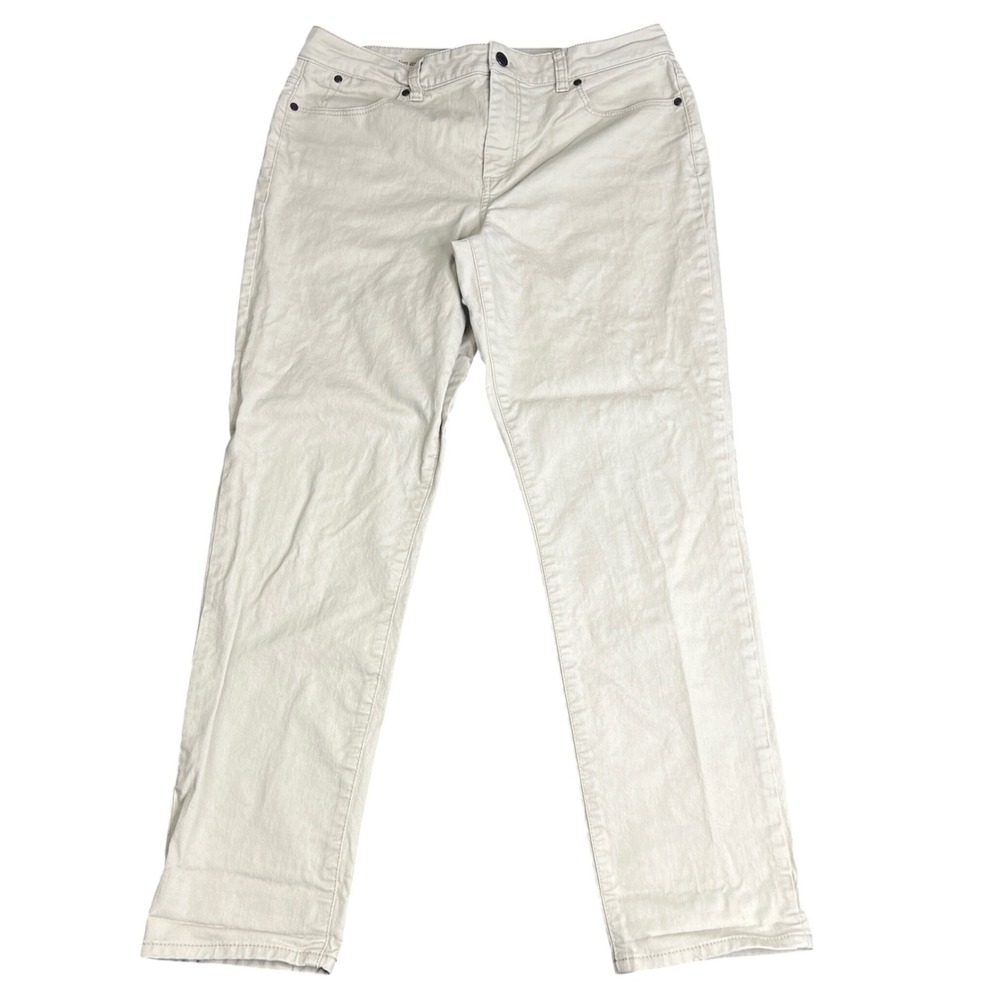 Talbots Heritage Slim Ankle Pants Womens 12/31 Beige Khaki Stretch Mid Rise